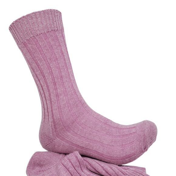 Soft Ribbed 82% Cashmere Ankle Socks Sz 9-11 Warm Cozy Garnet Hill Pink Parfait - Picture 1 of 7